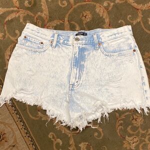 Abercrombie & Fitch Light Blue Acid Wash Cutoff Denim Shorts